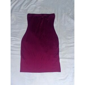 Burgundy Strapless Bodycon‎ Mini Dress Sexy Party Club Womens